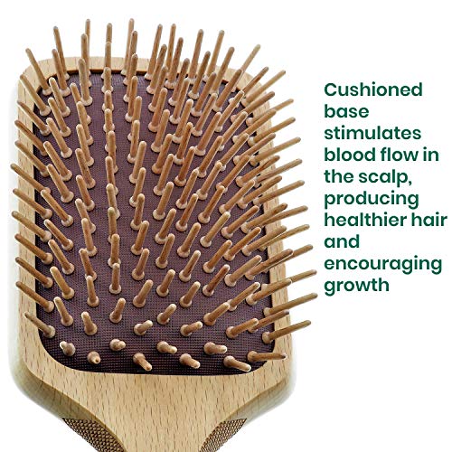 Giorgio Wooden Bristle Paddle Hairbrush, Large Detangling Cushion Brush For Thick Curly Or Long Hair, Anti Static, Reduce Frizz And Massage Scalp, Detangler Hair Brush For Women Men And Kids #TOP3