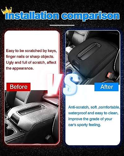 Image of Autorder Center Console Cover for 2014-2018 Chevy Silverado /GMC Sierra 1500 2500 3500 Accessories Armrest Cover Anti-Scratch Middle Console Pad Armrest Protector(ONLY for Bucket Seat!)