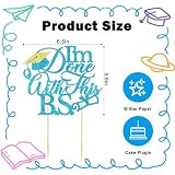 Blue I'm Done With This B.S. Graduation Cake Topper Glitter Mortarboard Cake Decor for Graduation Party Decoration