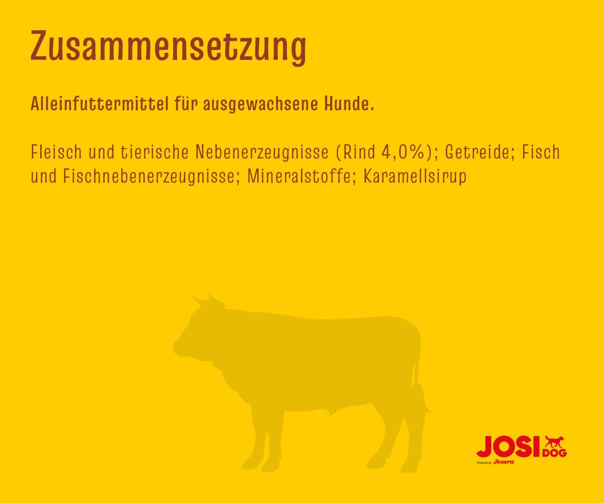 JosiDog Manzo in salsa (12 x 415 g) cibo per cani umido con manzo vitamina D3 E mangime completo