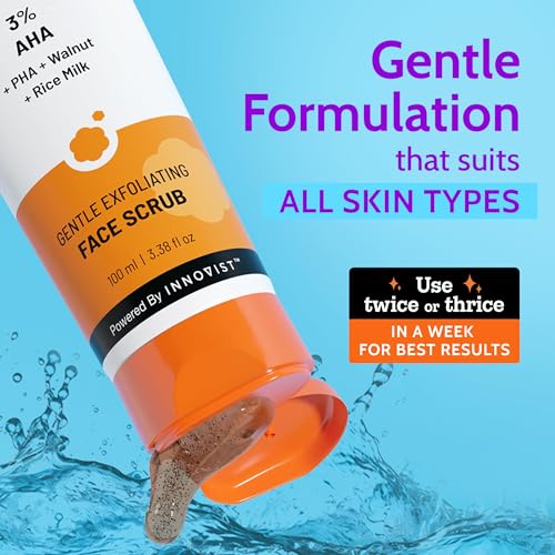 Image of Chemist At Play Exfoliating Body Scrub For Removing Tan & Dead Skin Cells + Gentle Exfoliating Face Scrub with Mandelic Acid & Walnuts | Removes Dead Skin & Blackheads | Smooth, Soft & Bright Care | Natural AHAs | 75g + 100ml