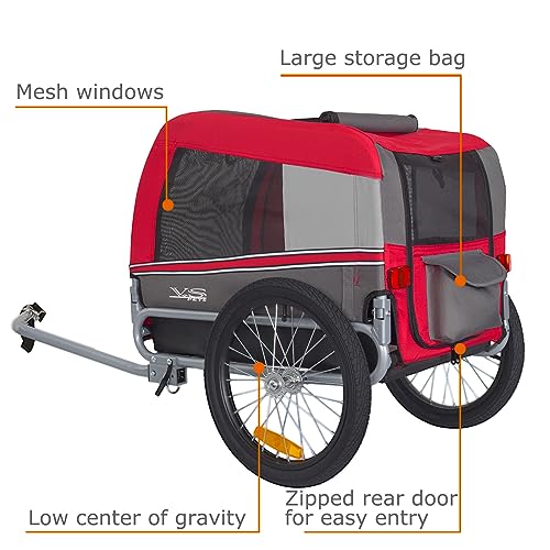 Tiggo VS Pets M Hundeanhänger Fahrradanhänger für Hunde Hundefahrradanhänger 80201 (ROT)