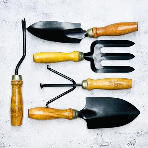 Gtree Garden Hand Trowel Set of 5 with Wooden Handle | Terrace, Balcony Gardening Accessories | Tools Kit for Home Gardening | Tool Kit Set Gtree Garden Hand Trowel Set of 5 with Wooden Handle | Terrace, Balcony Gardening Accessories | Tools Kit for Home Gardening | Tool Kit Set