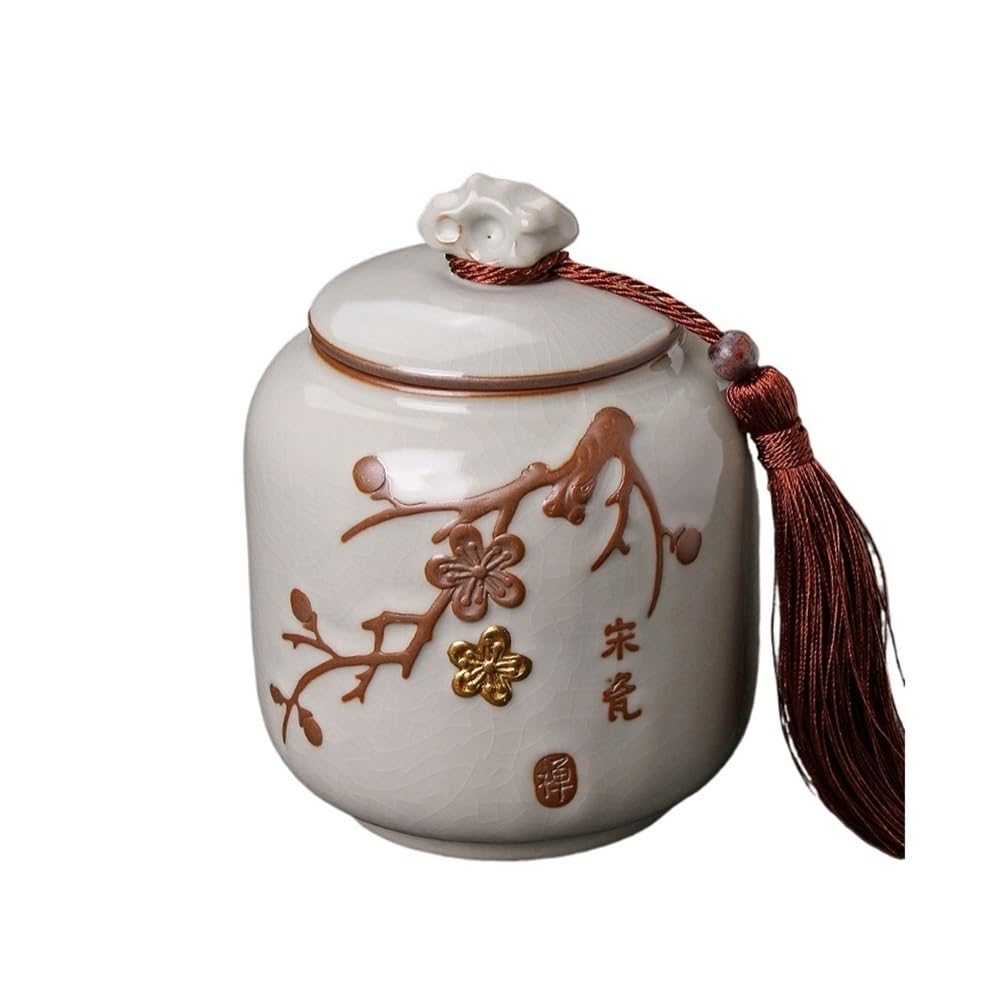 Bx9rE7tK3g Kitchen Storage Jar Household Ceramic Tea Canister With Sealed Lid Large Capacity Embossed Storage Jar For, Spices, Candy, Coffee Ceramic Tea Canister(Yellow)