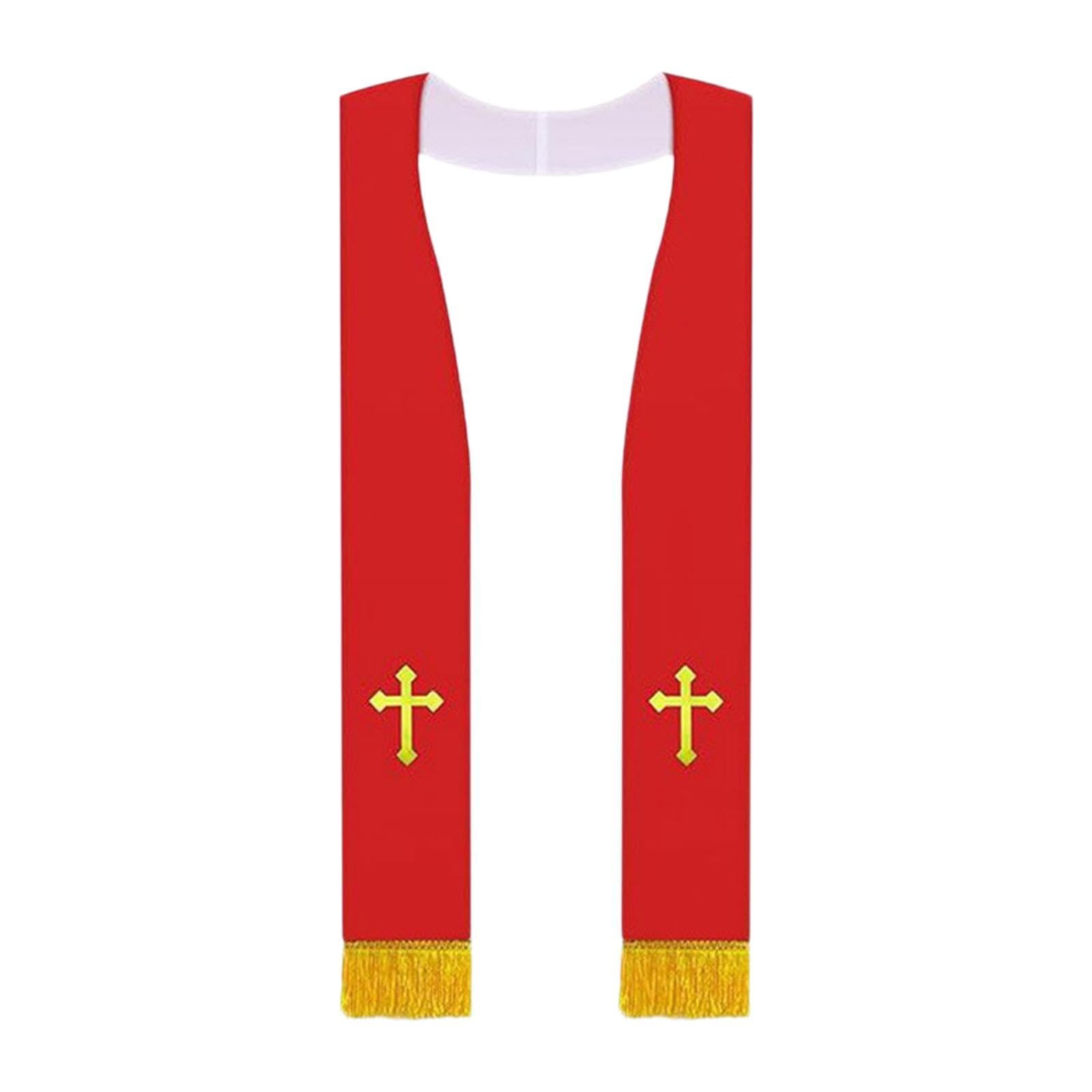 calandis Clergy Mass Stole Wedding Pastor Shawl For Graduation Party Supplies Wedding Red White | | | Other Uniforms & Work Clothing-picture-11