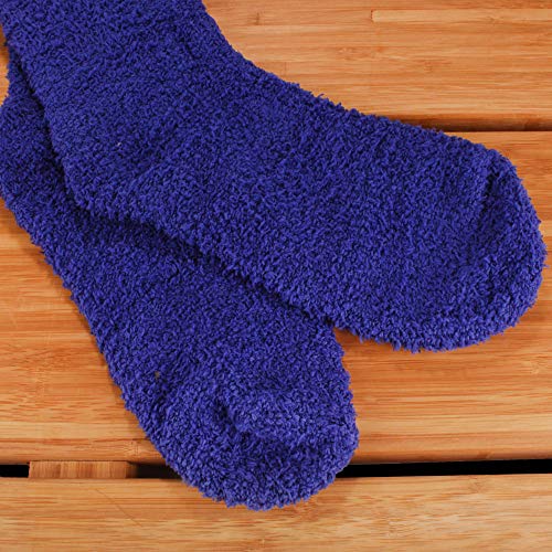 Image of BambooMN Women's Fuzzy Knee High Socks - Polka Dots and Solid Colors - 2 Sizes - 1 Pair Pack