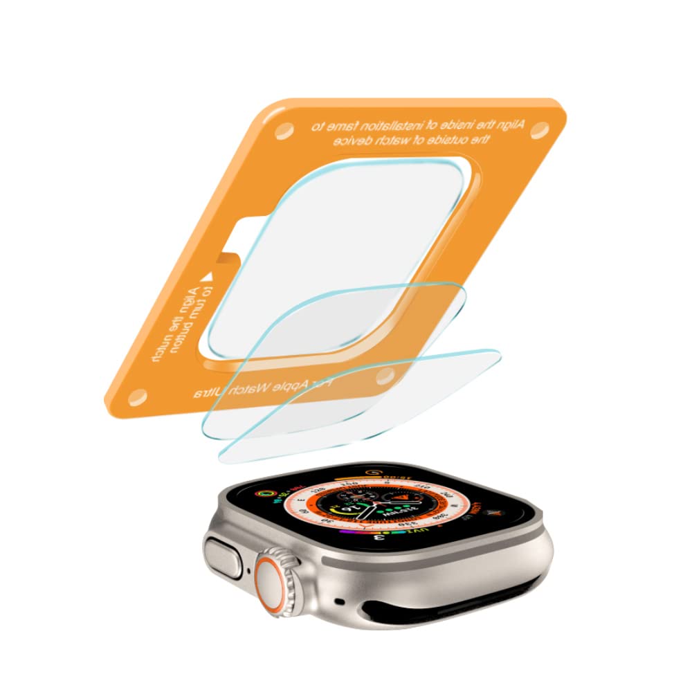 Smiling 3 Pack Screen Protector Compatible with Apple Watch Ultra 3/Ultra 2/Ultra 49mm and Auto-alignment Installation Frame, Anti-Scratch Tempered Glass Screen Protector, Bubble Free, Touch Sensitive