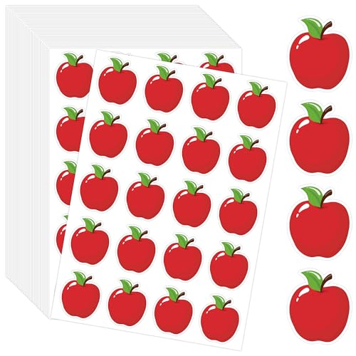 Wonmon 600 PCS Apple Shape Stickers for Crafts Red Apple Stickers for Teachers Reward Apples Sticker for Back to School Class Awards Fall Autumn School Classroom Decorations 1.5 Inches
