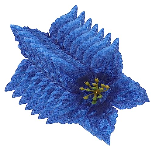 Hemobllo 7 Piezas Adorno de Flores Artificiales decoración guirnaldas Decoraciones navideñas Adornos de Navidad Bricolaje Adornos de Flores para árboles de Navidad Educación física Azul
