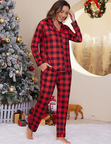 Image of ZMJ Womens Pajamas Sets 2 Piece Long Sleeve and Pant Pj Sets Button Up Sleepwear