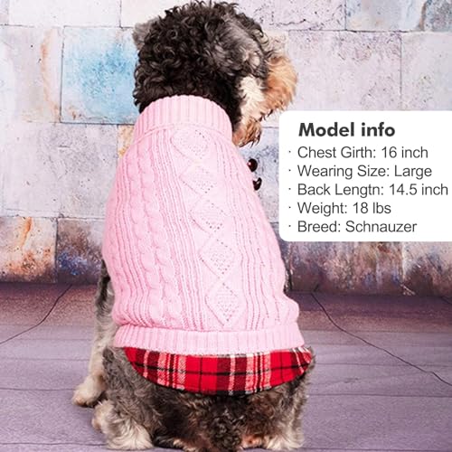 Image of KYEESE Dog Sweater for Small Dogs Turtleneck Thick Knit Pullover | Stretchy Fit, Lightweight & Warm, Cozy Knit Comfort, Classic Plaid Design, Gentle on Sensitive Skin, Winter Daily Wear