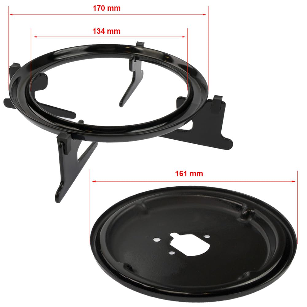 Universal Gasherd Stützset mit Herd Top Brenner & Deckel Set - 4 Pfannenstützen, 4 Grillplatten, 4 Grillplatten, 1 Topfständer, (Befestigungsschrauben), 4 Gasbrennerkrone + 4 Kappe