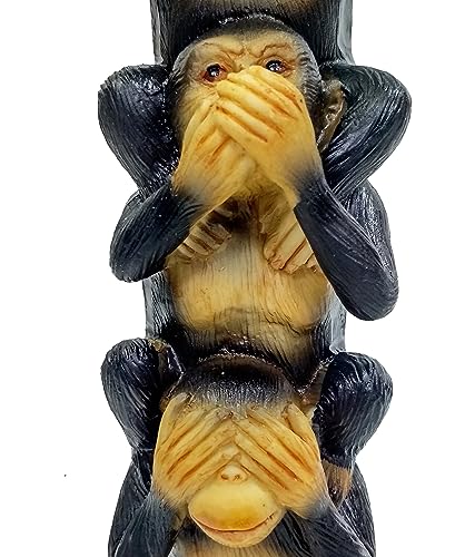 Image of AUGEN Polyresin Three Wise Monkeys Statue Showpiece for Home Decor Decoration and Gifting (6772A1, 25cm)