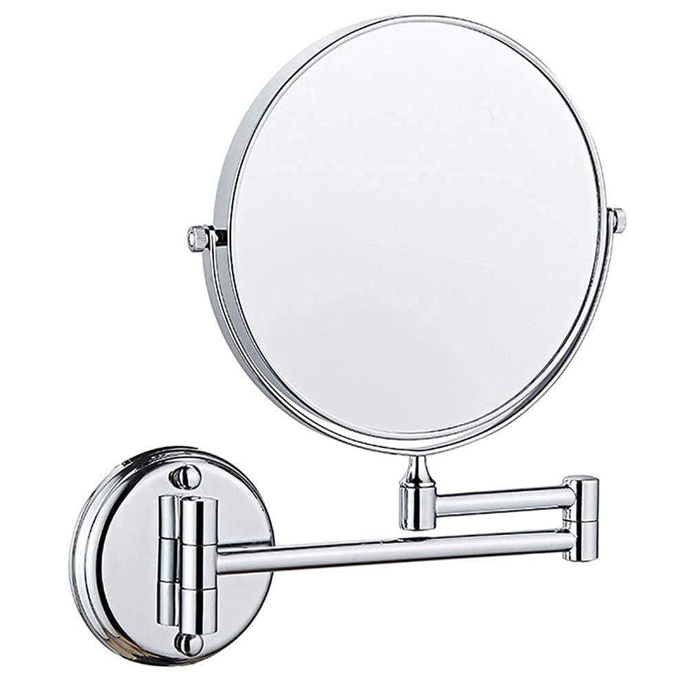 Miroir de rasage de salle de bain double face 6 pouces miroir de maquillage mural chromé