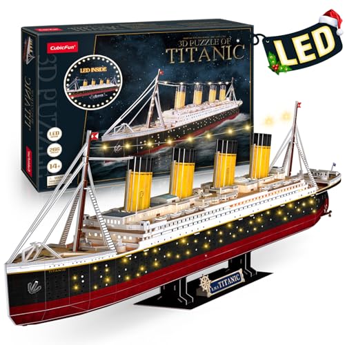 Product Image of the CubicFun 3D Puzzles for Adults - LED Titanic 35'' Large Ship - New Home Desk Decor - House Warming, Wedding, Anniversary, Valentines Day Teacher Gifts for Him Her Stocking Stuffers for Adults