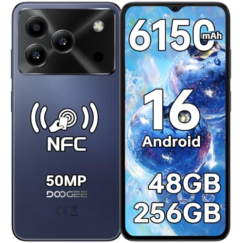 DOOGEE Note56 Plus Teléfono Movil Andriod 16,48GB+256GB/TF 2TB Moviles Libres,6.56' HD+ IPS Móvil 6150mAh,50MP+8MP Cámara,8.45mm Cuerpo Smartphone Octa Core,Doble SIM/NFC/GPS/OTG/Face ID
