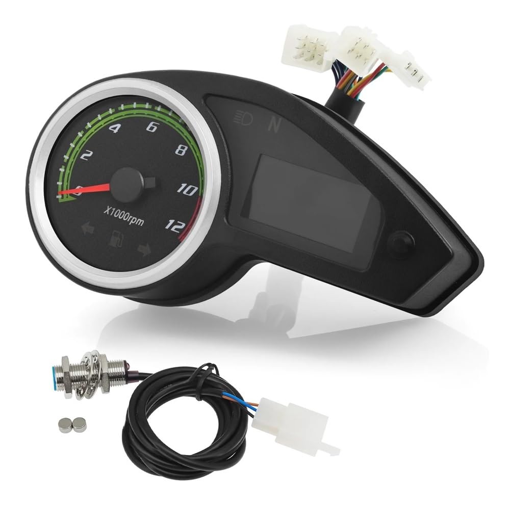 0-13000 RPM オートバイ 汎用 金属製 タコメータ ゲージ 0-13000 RPM