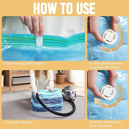 Image of TAILI Vacuum Storage Bags 4 Pack, Jumbo Cube (31x40x15 Inch), Blue