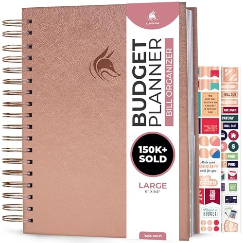 Clever Fox Budget Planner & Monthly Bill Organizer With Pockets. Expense Tracker, Budgeting Journal & Financial Book. Large, 8x9.5' (Rose Gold)