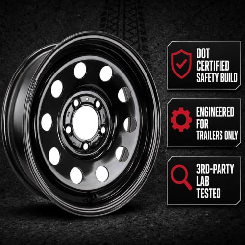 Image of eCustomrim 2-Pack Trailer Wheel 15X5 15 Inch 5 Lug On 4.5 Black Modular Rim