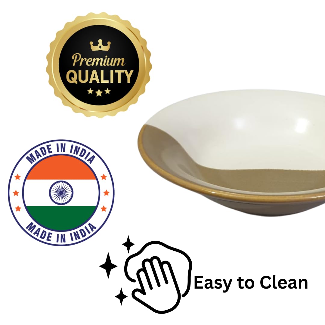 Brills Premium Ceramic Pasta/Noodles/Soup Plate (Pack of 1) - Elegant Double-Tone Design, Microwave Safe, Oven Safe, Dishwasher Safe - Stylish Dinnerware for Modern Dining 2