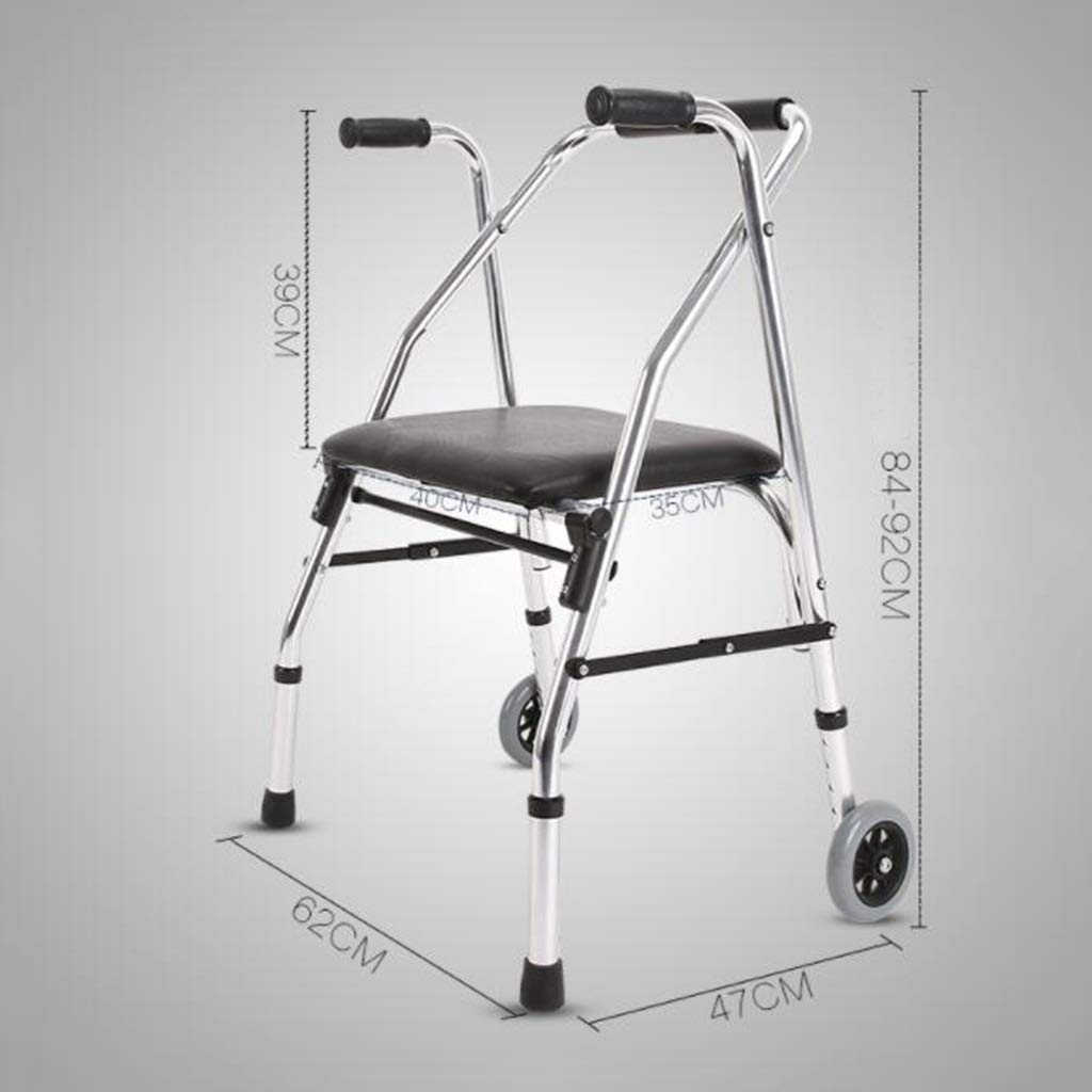 Andador para Ancianos, Andador de Aluminio con Ruedas de Dos Ruedas Plegable Ligero con Asiento Acolchado Mango ergonómico-Altura Ajustable Interesting