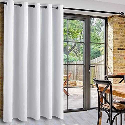 Image of DWCN Patio Sliding Door Curtains - Extra Wide Curtains for Glass Door, Room Divider Blackout Thermal Curtain Grommet Panel with Grommet Top for Bedroom Partition, 6.7ft Wide x 7ft Tall, Greyish White