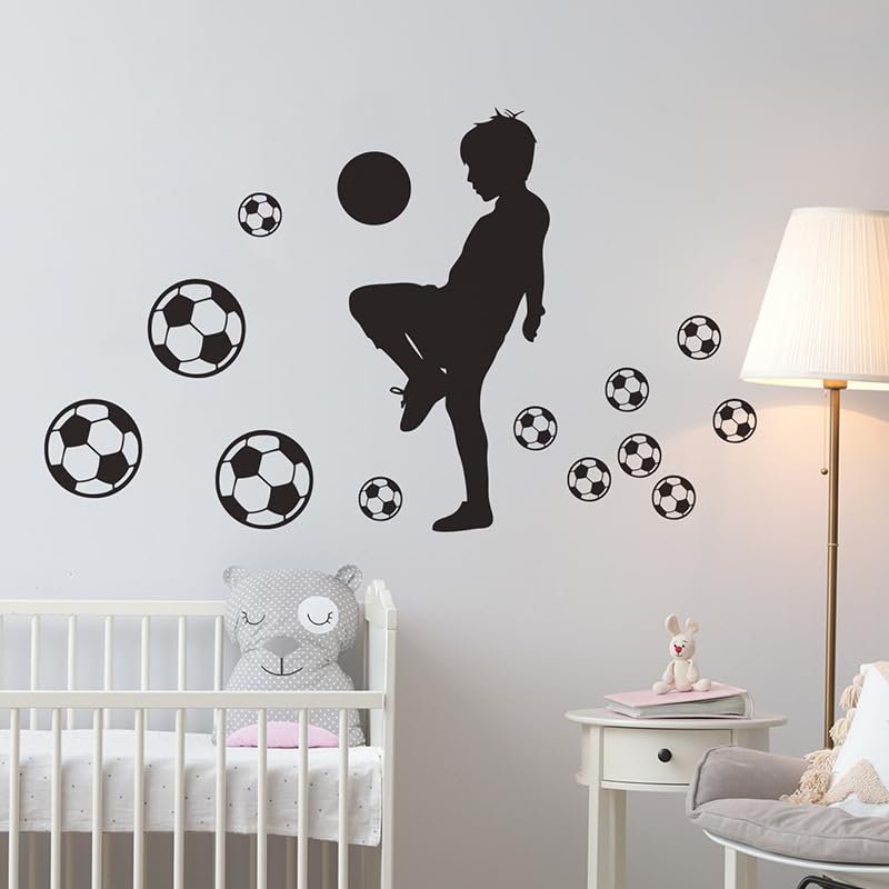 Football Stickers Football Wall Decal for Home Decoration, Black, 30cm*60cm - Image 3