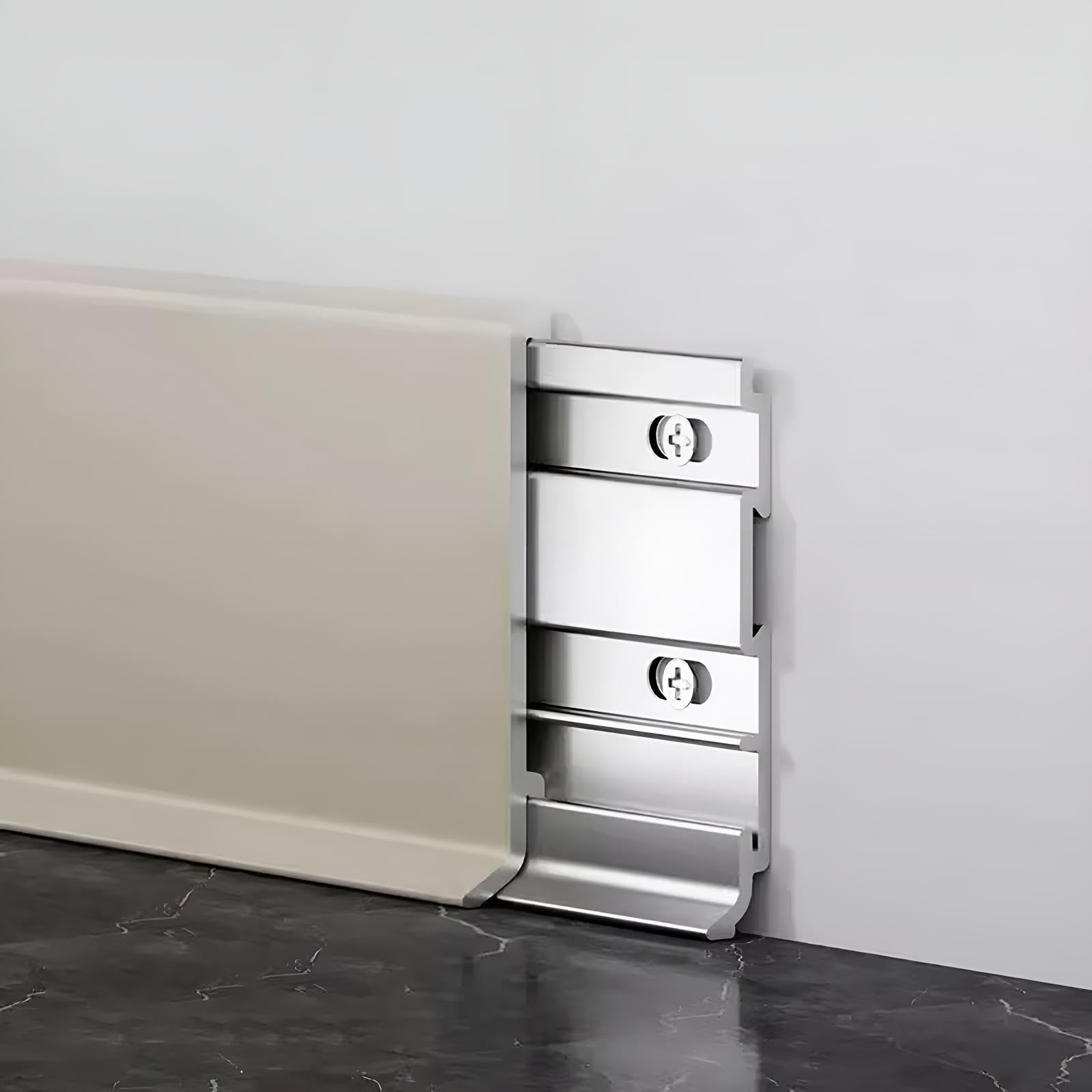 Zócalos De Aleación De Aluminio De 125cmx2 Para Suelos Laminados, Vinílicos, Parqué Y Muebles De Cocina, Diseño Moderno, Duraderos Y Fáciles De Instalar Para Uso Comercial Y Doméstico(Milchige