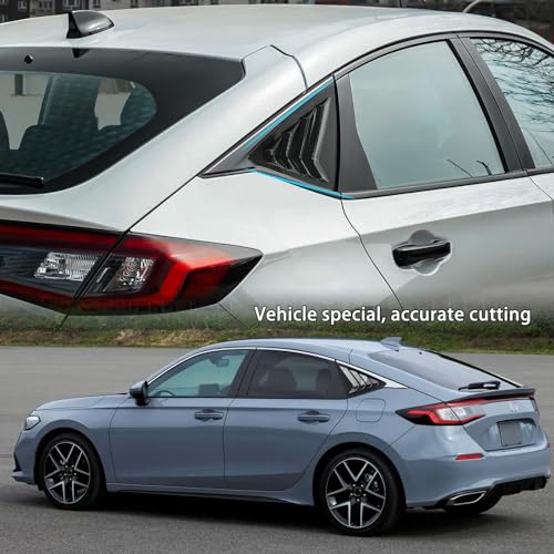 Image of Thenice for 11th Gen Civic Racing Style Rear Side Window Louvers Air Vent Scoop Shades Cover Blinds Compatible with Honda Civic Hatchabck Type R 2022 2023 2024 -Carbon Fiber Texture