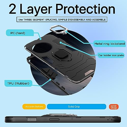 Image of Pikkme OnePlus 11 5G Back Cover | D5 Tough Armor Bumper | 360 Protection Case | Ring Holder Stand Case for OnePlus 11 5G (Black)