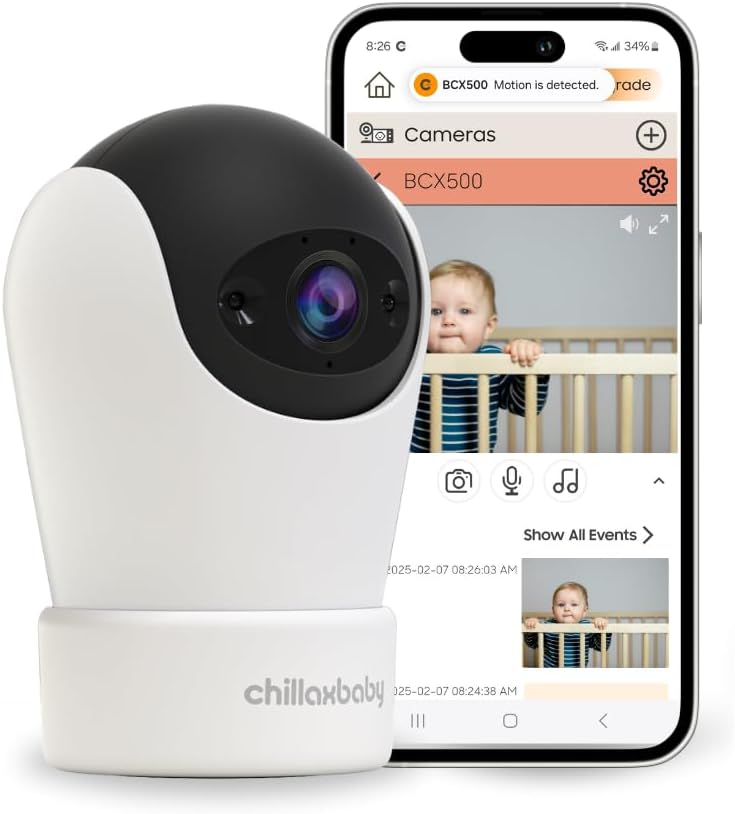 Chillax BCX500 Smart 2K Quad-HD WiFi Camera with Remote PTZ, Infrared Night Vision, 355° Pan and 180° tilt