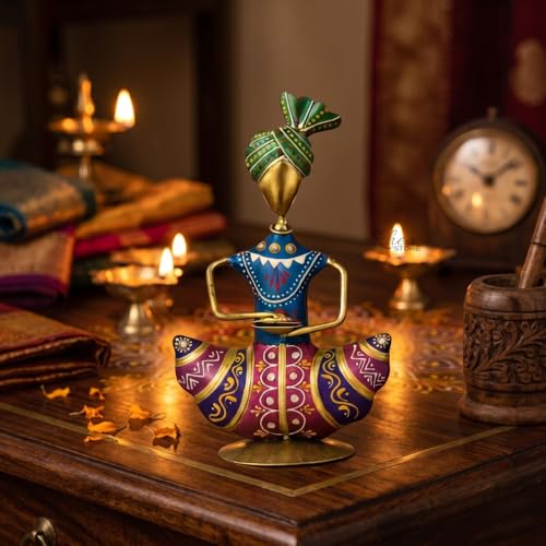 Image of Rajasthani Majira Player Mini Sardar Metal Showpiece, Handcrafted Traditional Figurine Table Decor Item for Corporate Bulk Gifting and Home Festive Decoration (Pack of 1)