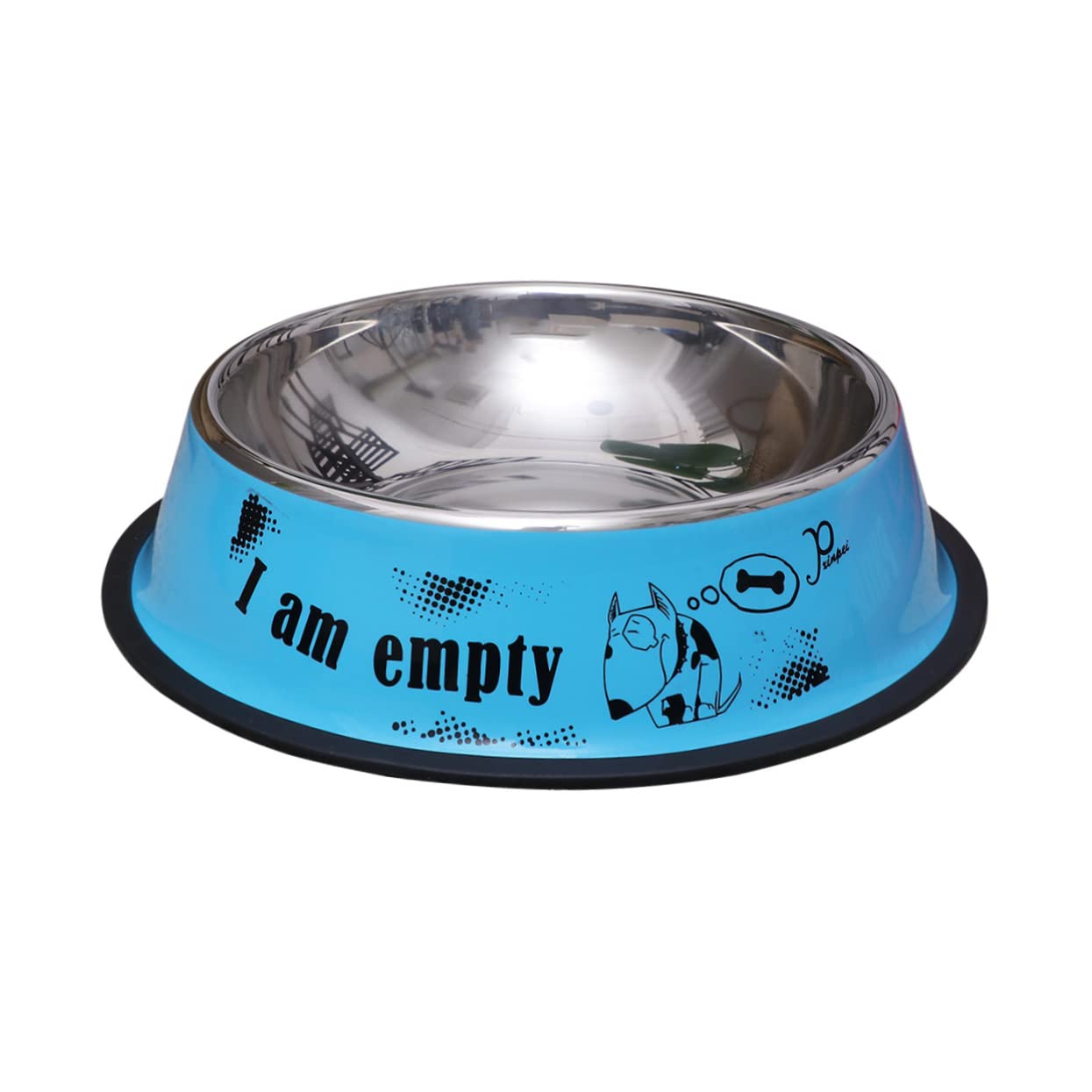 Mipcase 2piezas Comedero Antideslizante De Acero Inoxidable para Perros Cuenco De Alimentos De Pintura No Deslizante para Retriever Azul