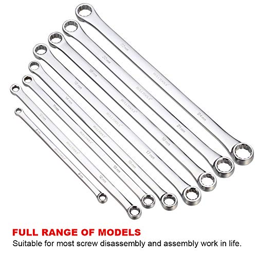 Image of BULLTOOLS Extra Long Double Box End Wrench Set Chrome Vanadium Steel Aviation Wrenches Metric 8-24mm with Organizer Box (8-Piece)