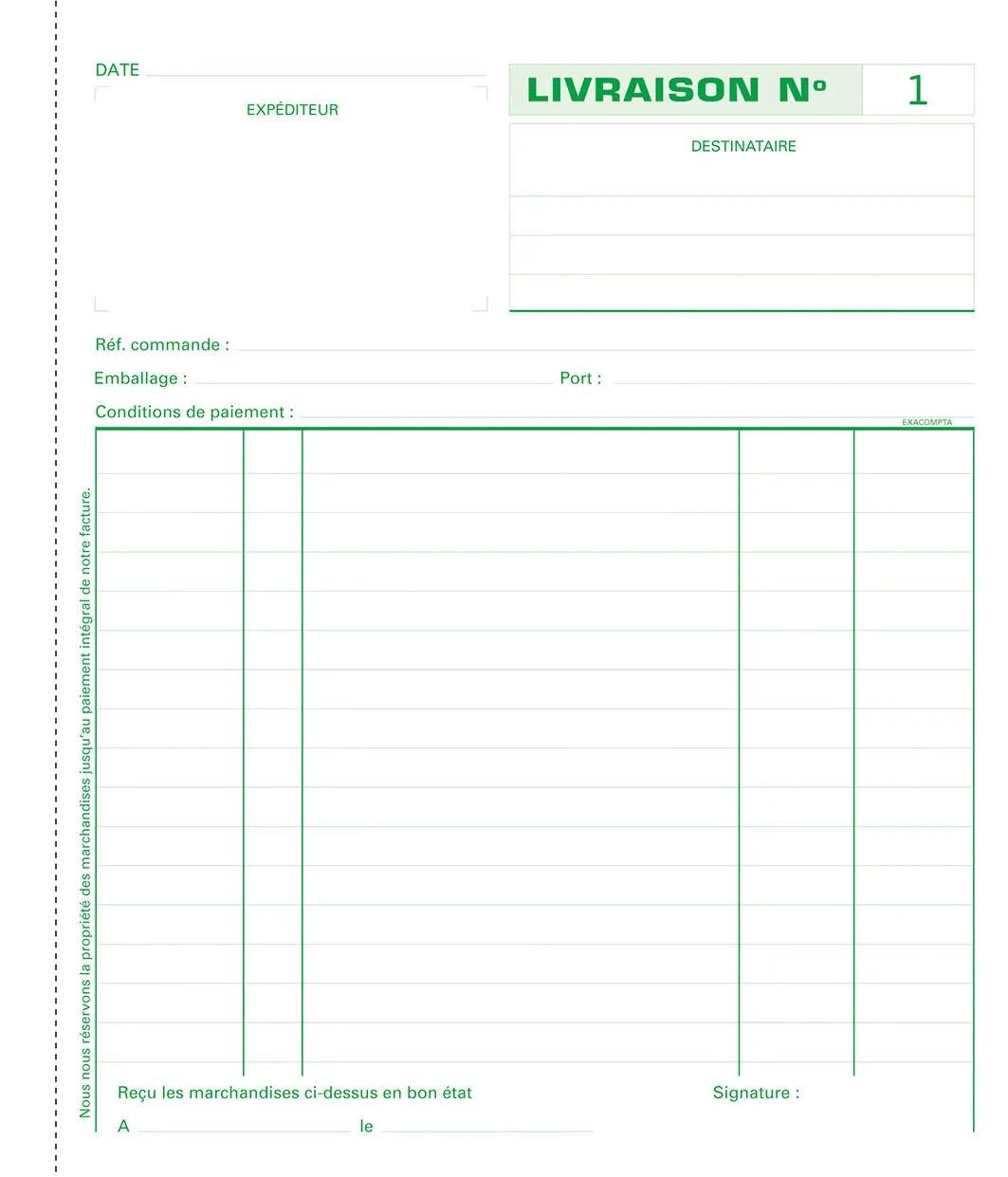Exacompta - Réf- 13161E - Paquet de 5 manifolds LIVRAISONS - 50 feuillets numérotés et autocopiants - triplicatas (1 original plus 2 copies) - format 210 x 180 mm - fabriqué en France
