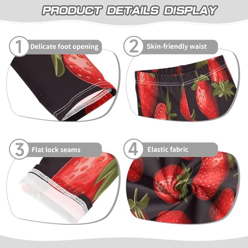 Toddler Girls Leggings Printed Yoga Pants Leggings Strawberry Black Background for Kids3