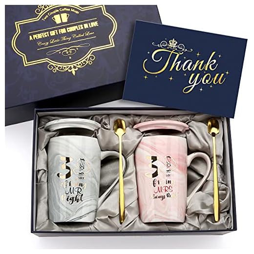 30 años de ser Mr Right y Mrs Always Right Regalos de boda para parejas, padres, abuelos - Juego de tazas de cerámica navideñas para café, regalos de cumpleaños para él (14 oz)
