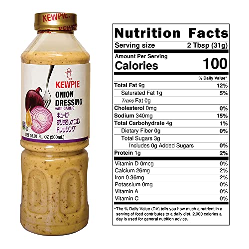 Image of [KEWPIE] Onion Dressing with Garlic | Bold and Distinctive Flavors, Versatile, Addictive Taste | Trusted Brand for Home and Professional Chefs (16.9OZ x 1 Bottle)