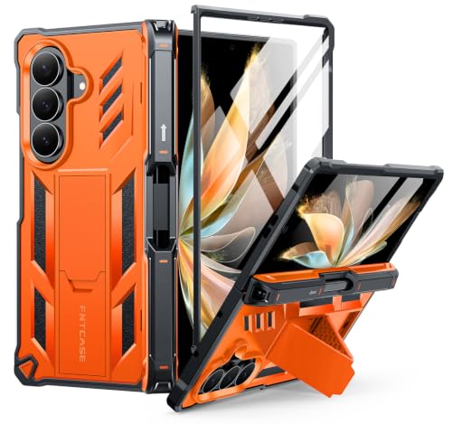 FNTCASE for Galaxy Z Fold 8 Ultra �P�[�X�AZ Fold 7 �P�[�X �y���z���_�[�t�� | �q���W�ی�A�����X�N���[���v���e�N�^�[�A�L�b�N�X�^���h�A20FT�~���^���[�O���[�h�̗����ی�A�}�b�g�e�N�X�`���A���ϋv