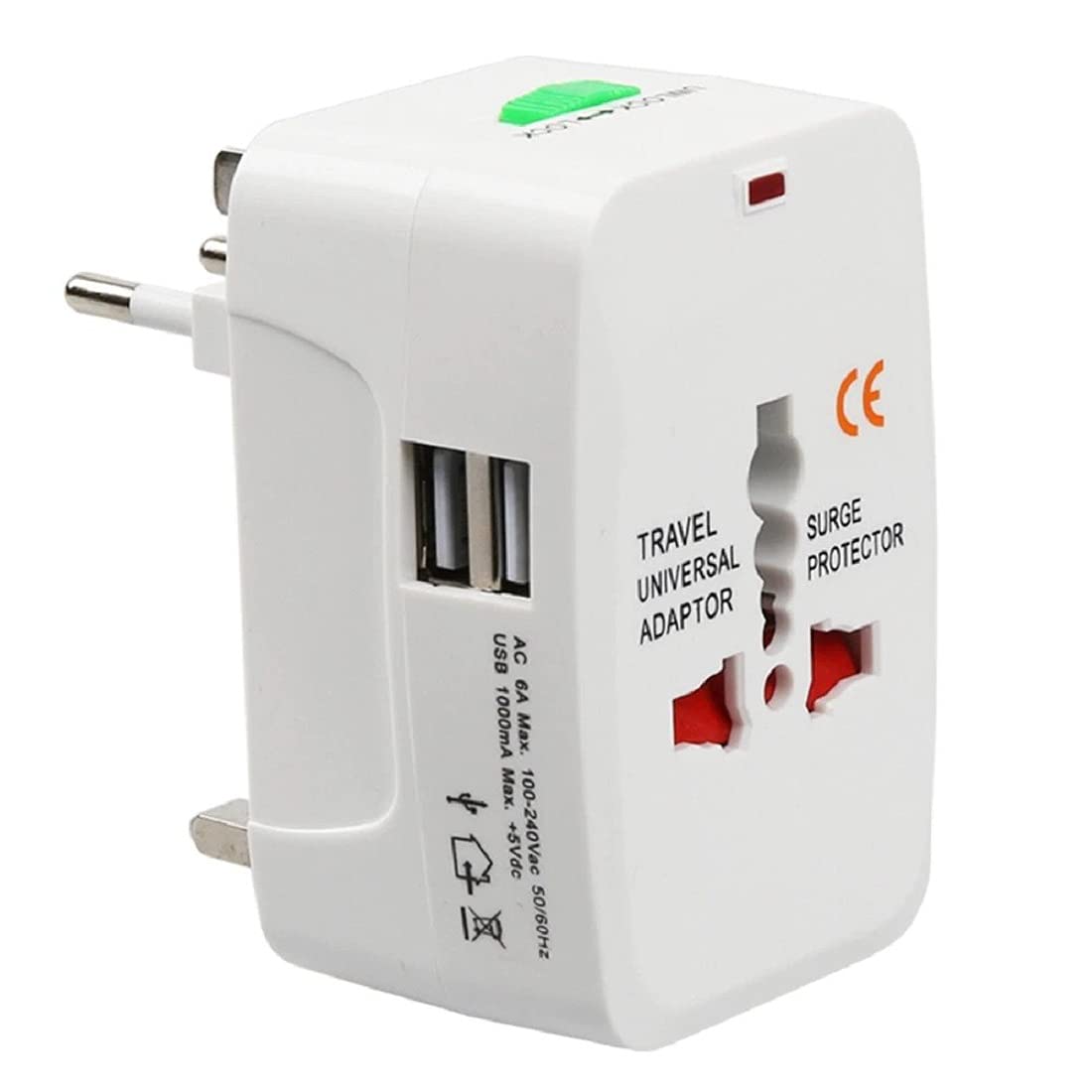 Glamaxy smart Multipin International Universal Travel Adapter plug charger with Built in Dual 2 X USB Charger Ports with LED Indicator Surge/Spike Protected with Inbuilt Surge Protection (White) (B09DYBJX2R) Amazon Price History, Amazon Price Tracker