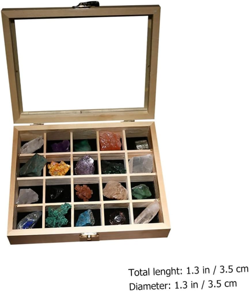 NOLITOY 20pcs Mineral Specimen Box Natural Stones Crystals Ore Samples Rocks and Gems Collection for Boys and Supplies Educational