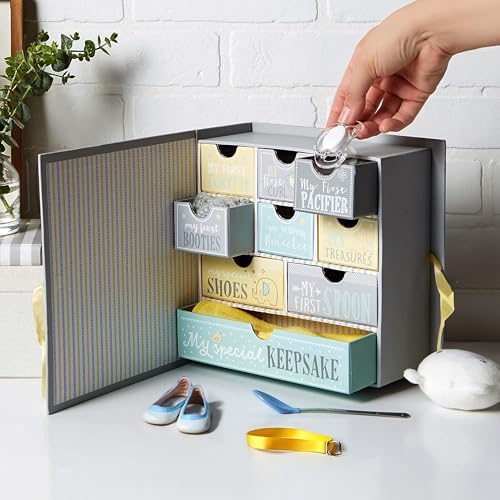 Votum K2006-0100-A5 Baby Keepsake Box For Treasured Memories, Moon & Stars - Lightweight, Handcrafted Baby Boxes With 9 Labeled Compartments For First Memories - Gender Neutral Baby Shower Gifts thumb #5