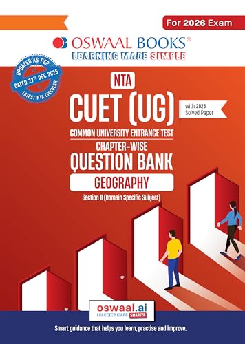 Image of Oswaal NTA CUET (UG) Chapter-wise Question Bank Geography For 2026 Exam (as per latest 27 Dec., notification) | PYQs & 550+ NCERT aligned MCQs |With Oswaal AI
