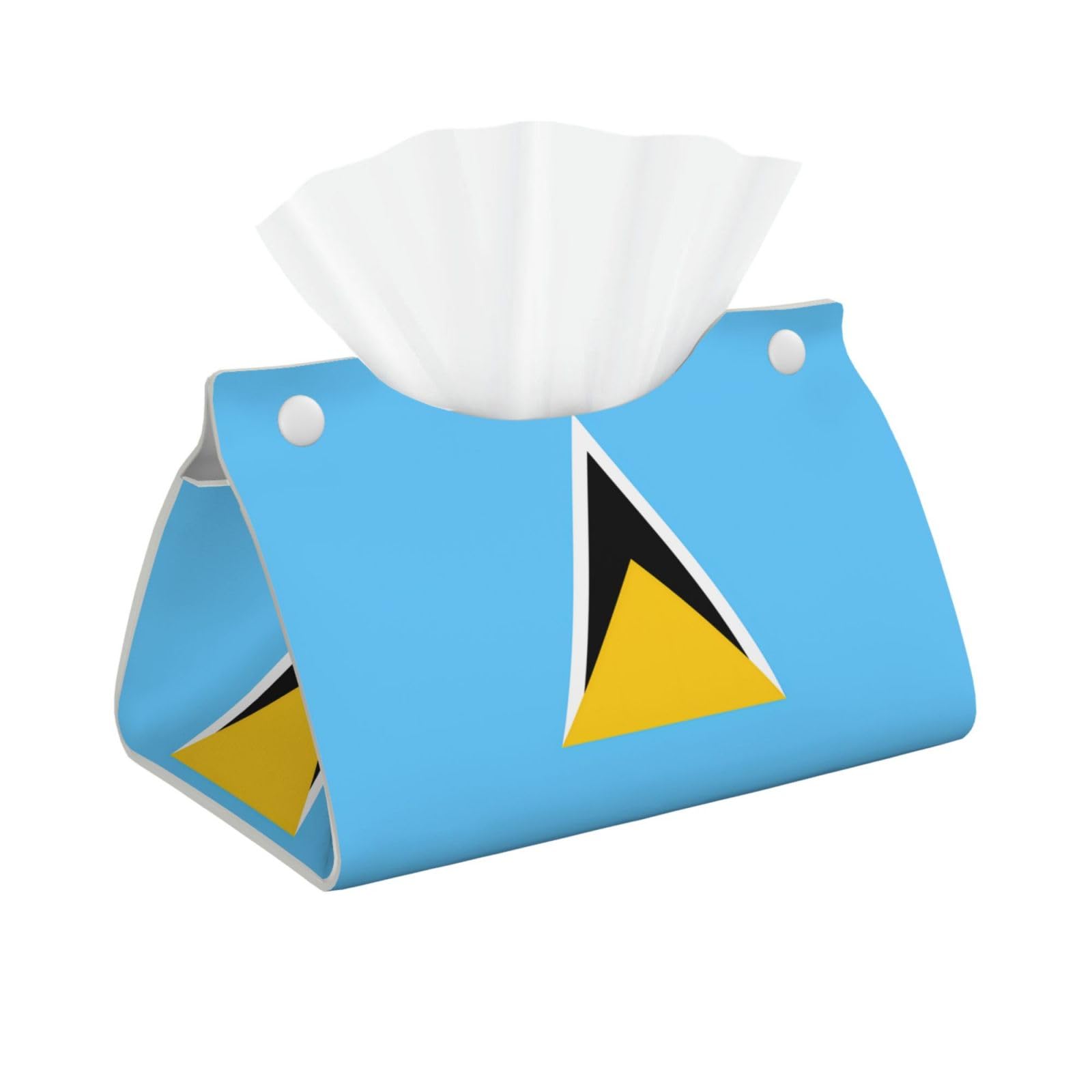 Flag of Saint Lucia Print Long Tissue Box Cover Holder Foldable Leather Organizer for Vanity, Nightstand, Desk & Bathroom