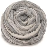 Spinning Fiber - Felting Wool Super Soft Merino Combed Top Roving for Hand Spinning, Needle Felting, Wet Felting, Dryer Balls and Overdying. Natural White and Grey