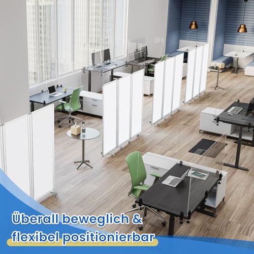 MAKELLO Doppelseitig Trennwand‌ Whiteboard für Büro Flexibel & Magnetisch Raumteiler‌ Möbel Stellwand‌ Klappbar Feststellbare,Mobile Trennwand mit Alurahmen Schule Zuhause (H180 x B180 cm)