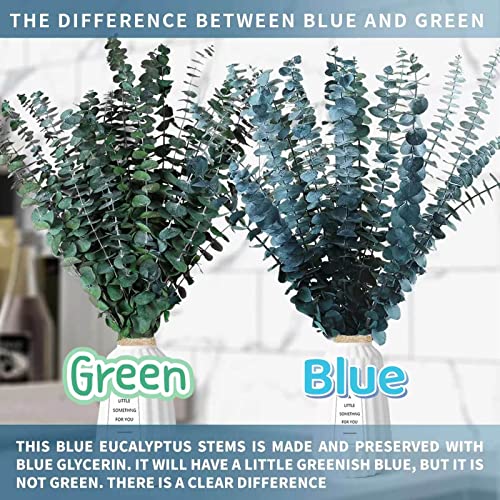 17 Pcs-Blue-Dried-Preserved-Eucalyptus-Stems, 17" Real Hanging Eucalyptus For Shower, 100% Natural Live Eucalyptus Greenery Leaves For Vase Filler, Home Spa, Fragrance, Flower Decor #TOP5
