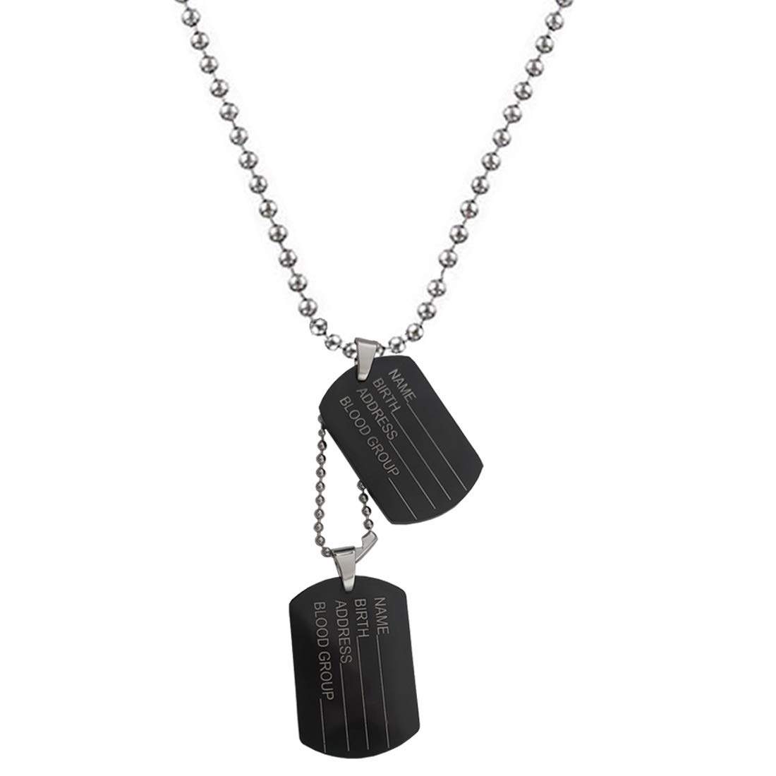 Military Name tag Debossed Black Stainless Steel Necklace Chain for Men and Women-image-31