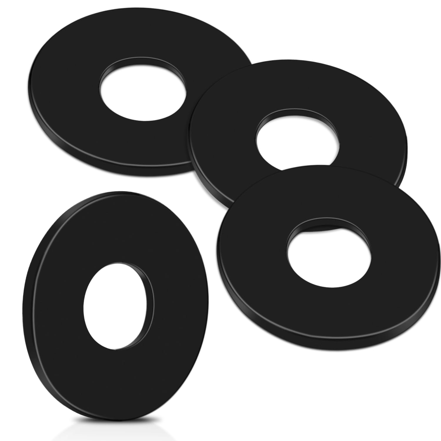 100Pcs Flat Washers, M4 x 12mm Stainless Steel Washers, Thickness 1mm Flat Washer for Screws and Bolts(Black) — image 1